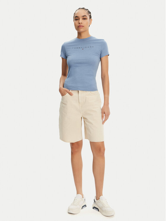 Tommy Jeans Tommy Jeans Marškinėliai Tonal Linear DW0DW20315 Mėlyna Slim Fit