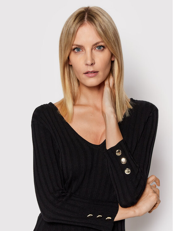 Kontatto Robe en tricot 3M8548 Noir Slim Fit Modivo