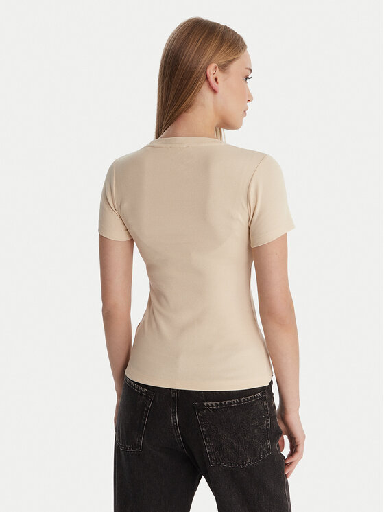 Guess Jeans Guess Jeans T-Shirt W6RP21 KA0H1 Béžová Slim Fit