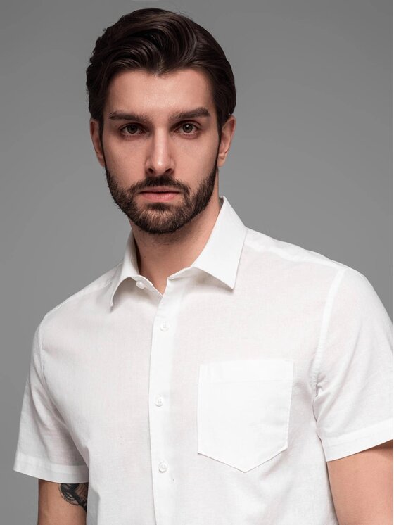 Ombre Ombre Koszula OM-SHSS-0167 Biały Regular Fit