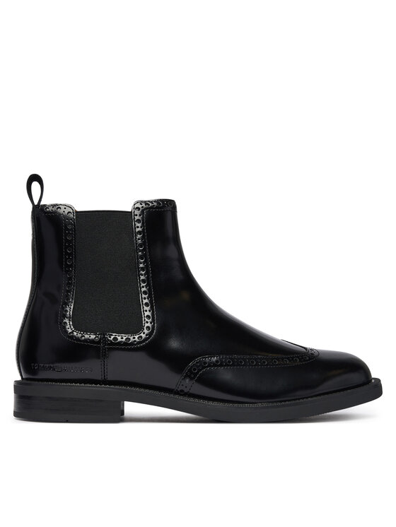 Tommy Hilfiger Tommy Hilfiger Štibletai Lth Abrasivato Brogue Chelsea FM0FM06079 Juoda