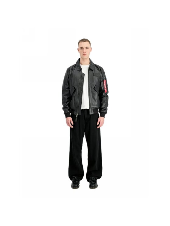 Alpha Industries Alpha Industries Kurtka skórzana AI.266106 Czarny Regular Fit