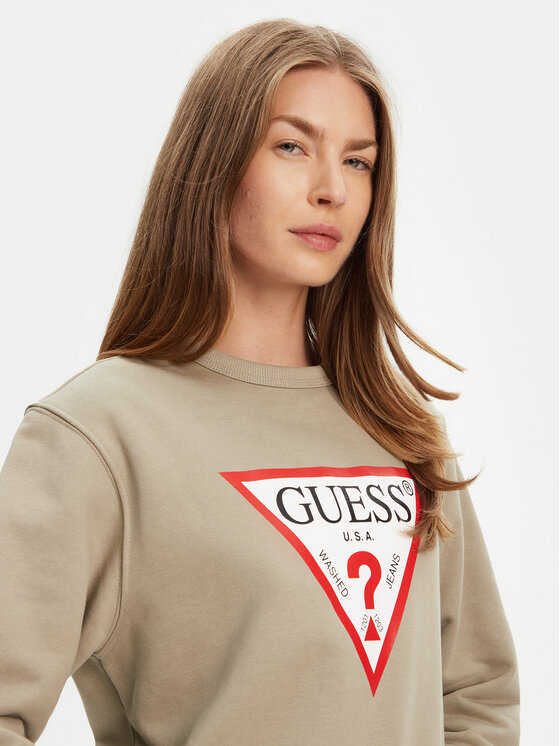 Guess Guess Μπλούζα W2YQ16 KBA11 Χακί Regular Fit