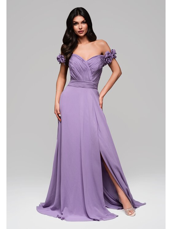 Ombre Ombre Sukienka wieczorowa LA-OM-DLR141 Fioletowy Regular Fit
