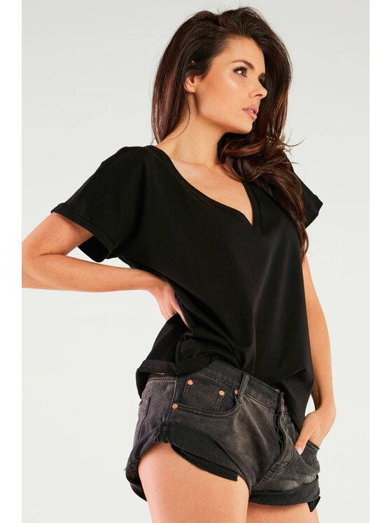 Infinite You Infinite You Bluzka M267 Czarny Basic Fit