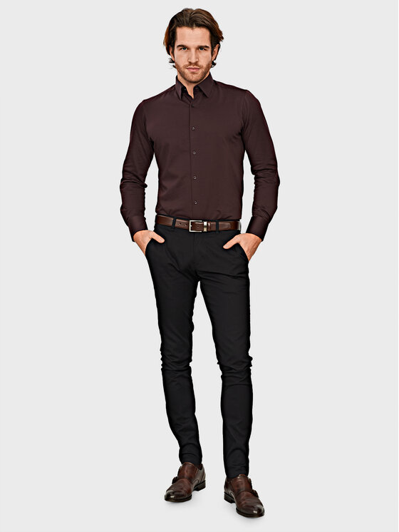 Evenemen Evenemen Koszula Stickat Brązowy Slim Fit