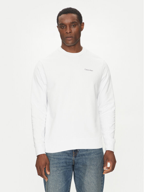 Pánská Mikina Calvin Klein, Velikost:S, Barva: Bílá, Linear Box Logo K10K114259