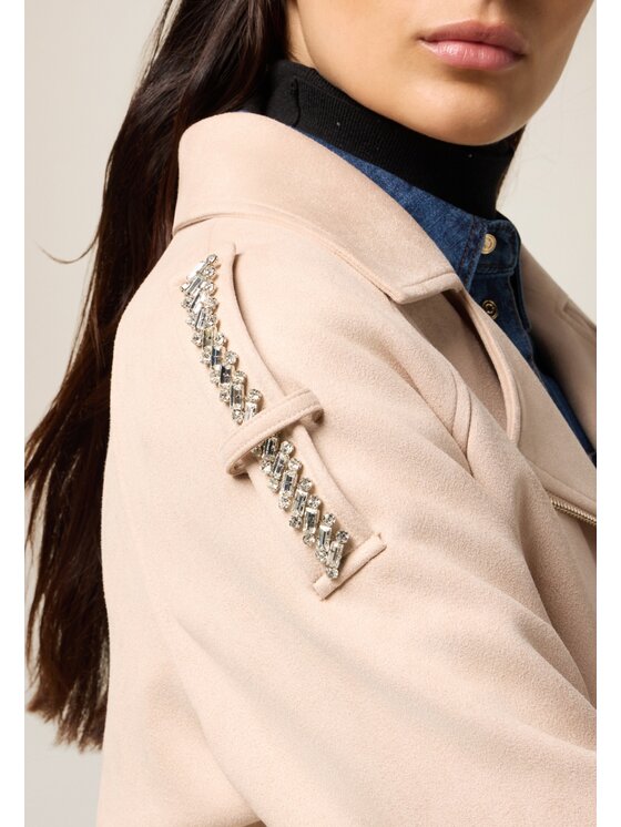 Oltre Oltre Giacca in similpelle R328J000284N022 Écru Regular Fit