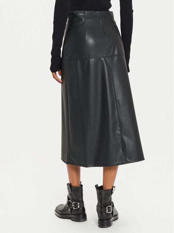 Max Mara Leisure Max Mara Leisure Műbőr szoknya Scilli 2426776028 Fekete Regular Fit