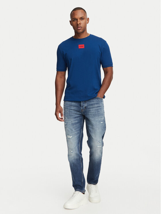 HUGO HUGO T-Shirt Diragolino212 50447978 Niebieski Regular Fit