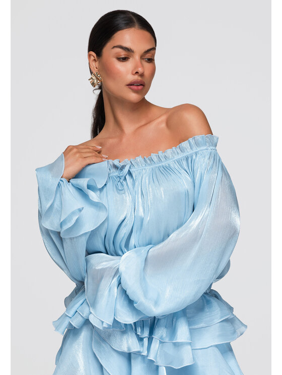 Ombre Ombre Bluzka OW-TS-E0064 Niebieski Loose Fit