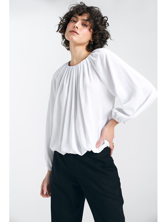NIFE NIFE Bluzka B162 Écru Loose Fit
