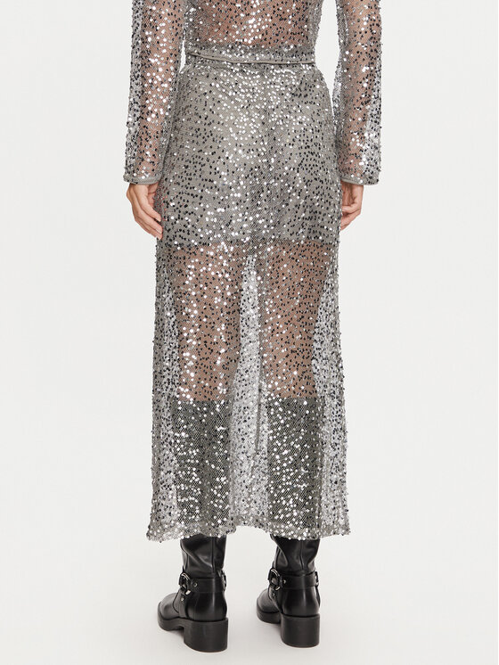 Noisy May Noisy May Spódnica maxi Paila 27032024 Srebrny Relaxed Fit