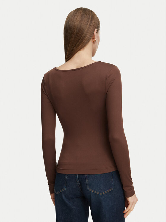 Guess Guess Блуза W6BP27 K6288 Кафяв Slim Fit