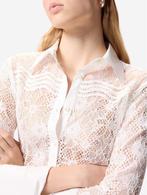 PINKO PINKO Koszula COLINE CAMICIA PIZZO REBRODE Biały Regular Fit