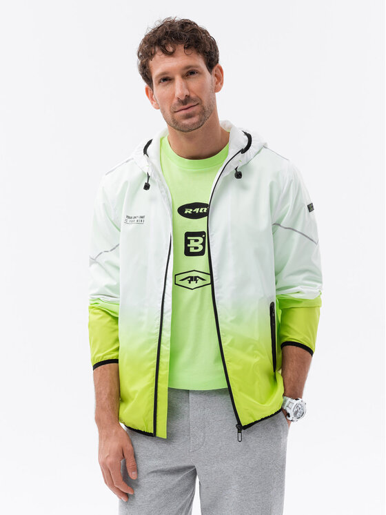Ombre Ombre Kurtka przejściowa OM-JANP-0104 Zielony Regular Fit