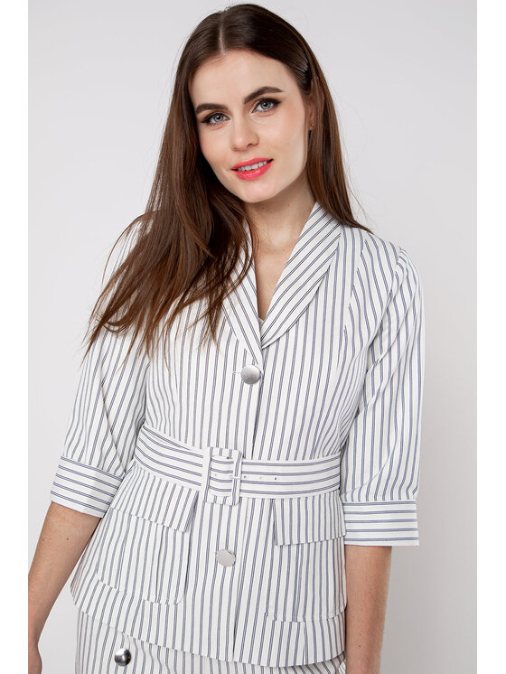 QUIOSQUE QUIOSQUE Marynarka MONTE CARLO JACKET 0423016 Biały Regular Fit