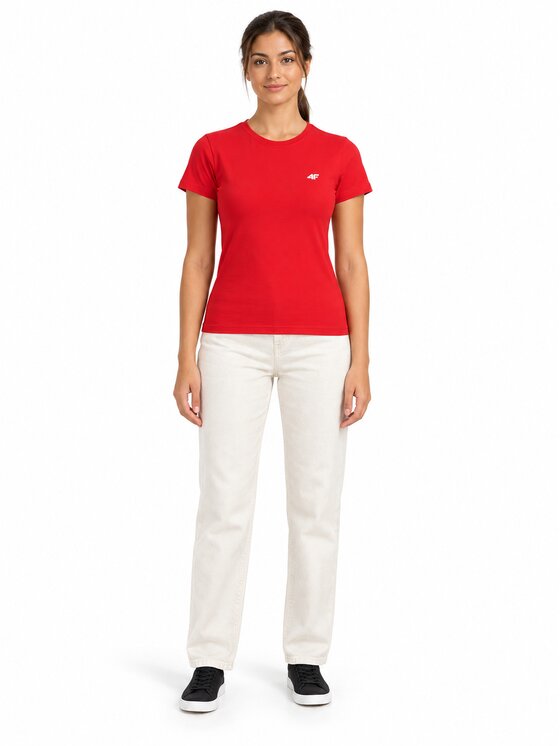 4F 4F T-Shirt 4FWAW26TTSHF3500-62S Κόκκινο Slim Fit