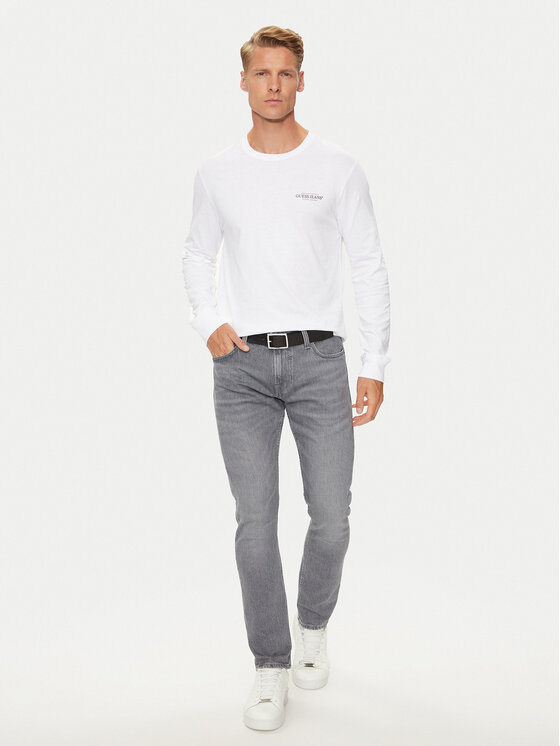 Guess Jeans Guess Jeans Longsleeve M4YI54 K8HM0 Biały Regular Fit