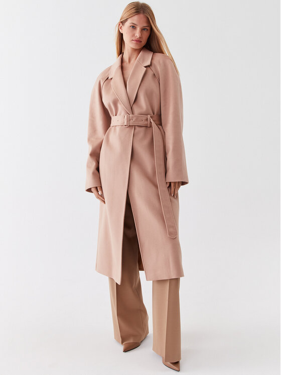 Calvin Klein Vlnený kabát K20K205496 Béžová Regular Fit