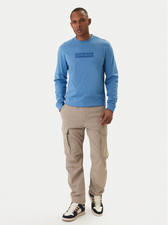 Napapijri Napapijri Тениска с дълъг ръкав S-Box Logo NP0A8BC5 Син Regular Fit