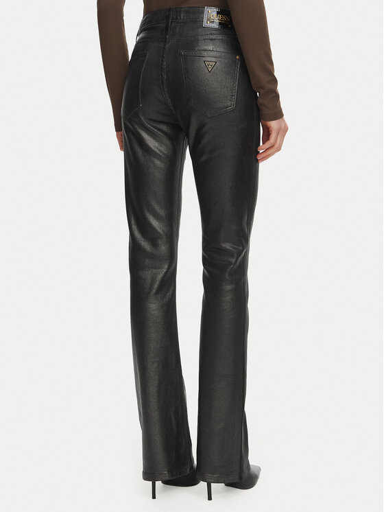 Guess Guess Tehisnahast püksid W6BA0L D2083 Must Bootcut Fit