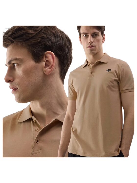 4F 4F Polokošeľa 4FWSS25TPTSM706-83S Hnedá Regular Fit