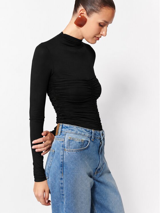 La Mania La Mania Bluzka SOLLA Czarny Basic Fit
