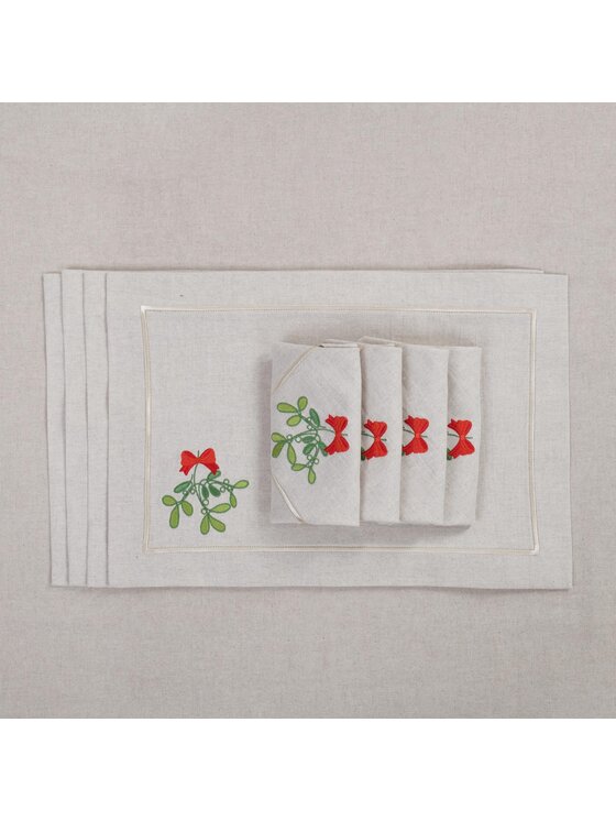 Roseberry Home Roseberry Home Serwetki Candy Cane & Mistletoe Mirha Beżowy