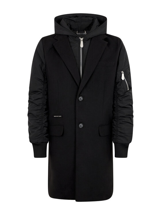 PHILIPP PLEIN PHILIPP PLEIN Płaszcz zimowy 28625 Czarny Regular Fit