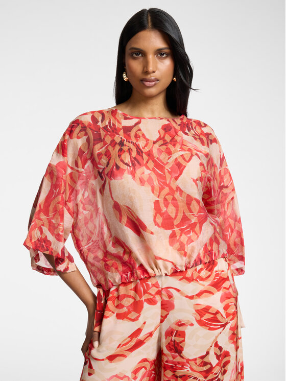 Elena Mirò Elena Mirò Bluzka 2220E100330N001 Czerwony Boxy Fit
