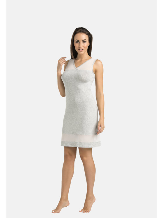 Teyli Teyli Koszula nocna 218 Szary Regular Fit