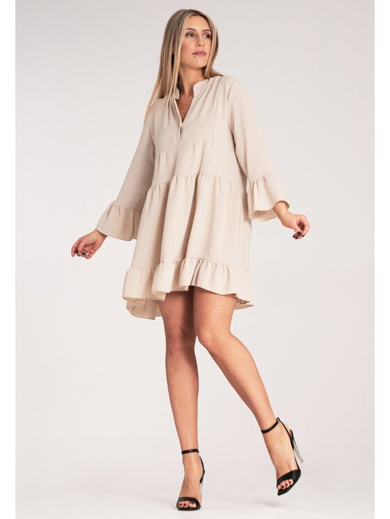 FIGL FIGL Vestito da giorno M1136 Beige A-Line Fit