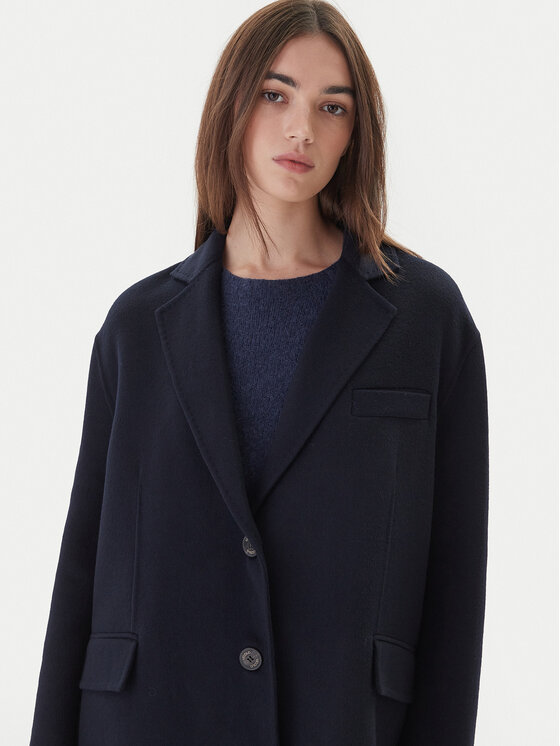 ViCOLO ViCOLO Płaszcz wełniany TF0005 Granatowy Regular Fit