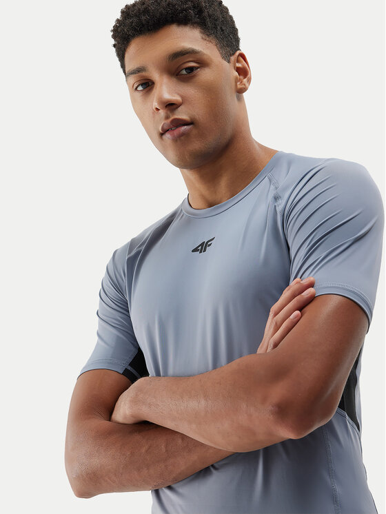 4F 4F Funkční tričko 4FWSS24TFTSM700 Šedá Slim Fit