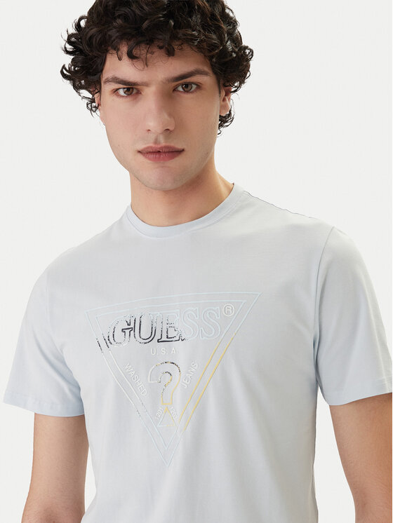 Guess Guess Tričko M6GI11 K2992 Modrá Slim Fit