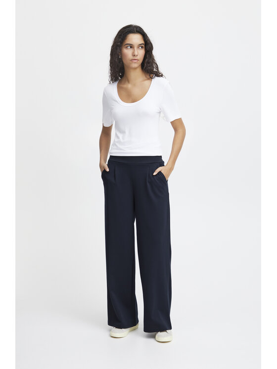 ICHI ICHI Pantaloni da donna IHKATE SUS LONG WIDE PA2 Blu Long Fit