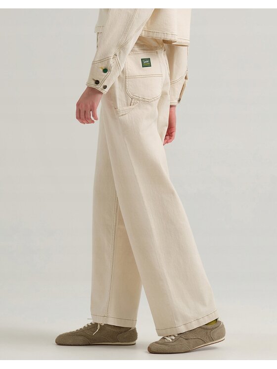 Lee Lee Spodnie materiałowe Workwear Carpenter Pant Biały Loose Fit