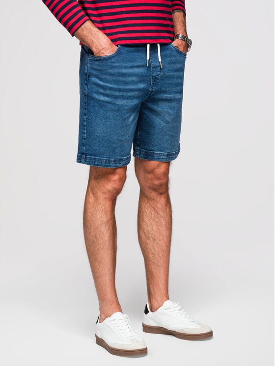 Ombre Ombre Szorty jeansowe OM-SRDS-0192 Granatowy Slim Fit