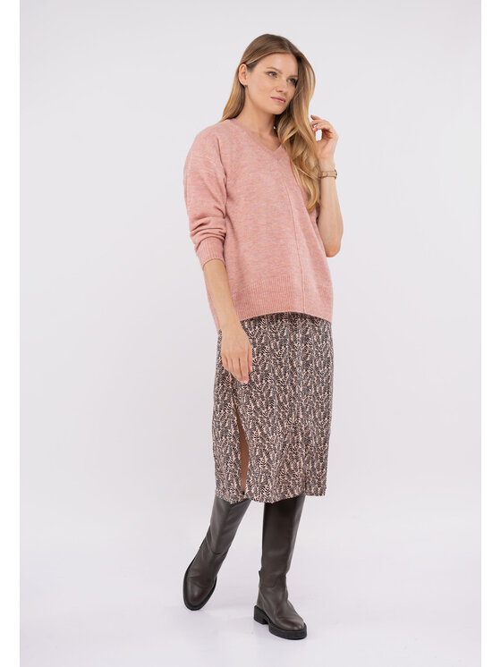 Volcano Volcano Sweter S-SIMONA Różowy Regular Fit