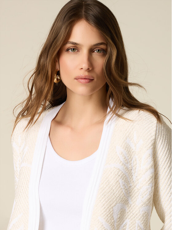 Oltre Oltre Sweter M427J005680N011 Biały Regular Fit