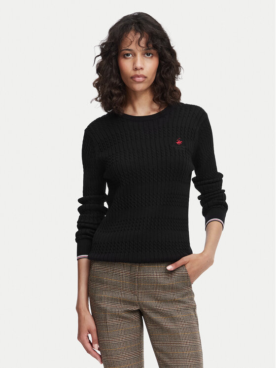 Beverly Hills Polo Club Pulover P-SS26W-M537390BLK Negru Regular Fit