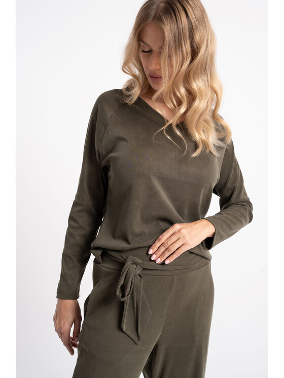 CLICK CLICK Bluzka 10-6996 Khaki Comfortable Fit