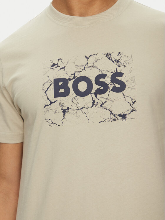 BOSS BOSS T-Shirt Logo Space 50539186 Beżowy Regular Fit