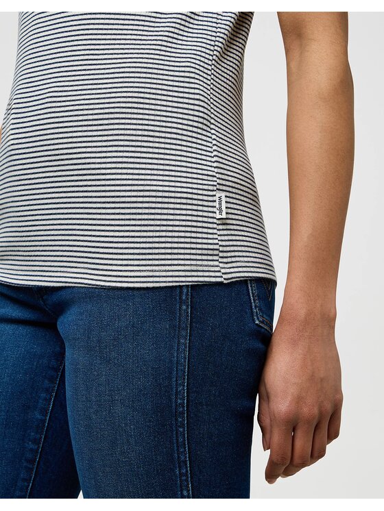 Wrangler Wrangler T-Shirt FEMME KNIT HENLEY Granatowy Slim Fit