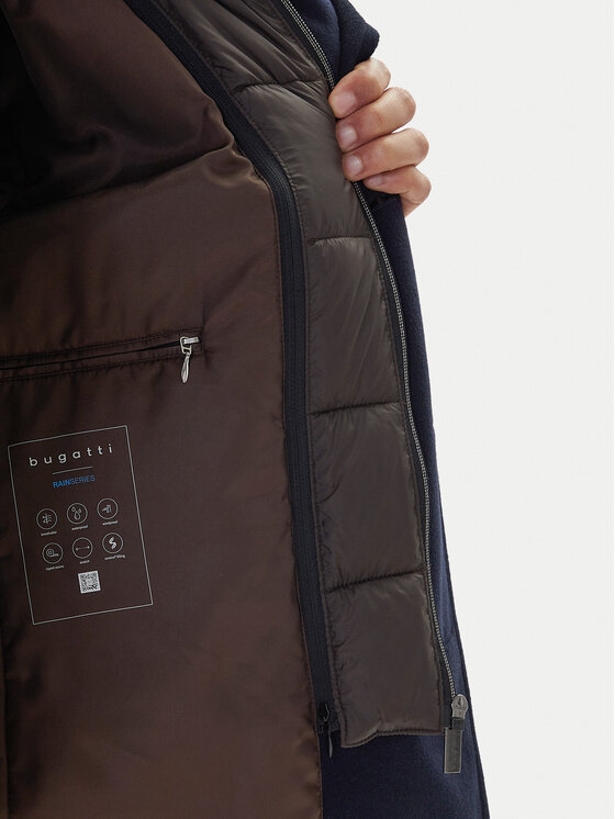 Bugatti Bugatti Vilnas mētelis 874228-81063 Tumši zils Regular Fit