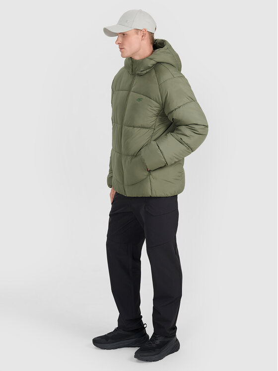 4F 4F Kurtka puchowa MIDSHOP TEXTILE Khaki Regular Fit