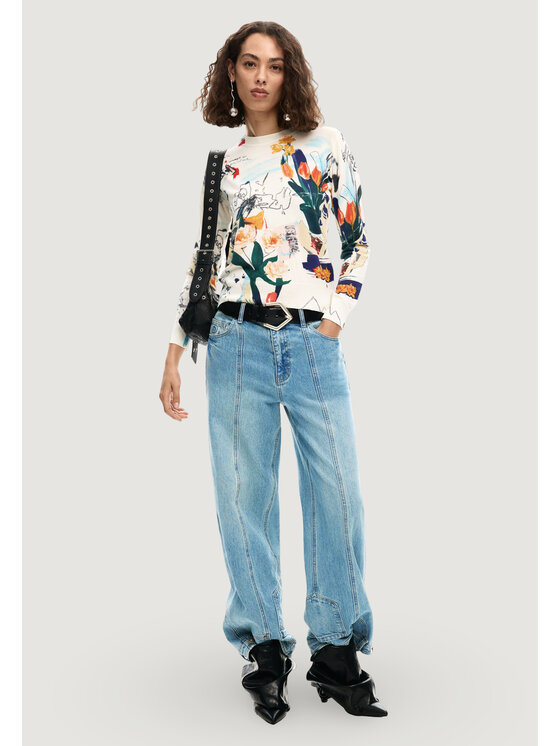 Desigual Desigual Pulover JERS_NANTES_LACROIX Bež Casual Fit