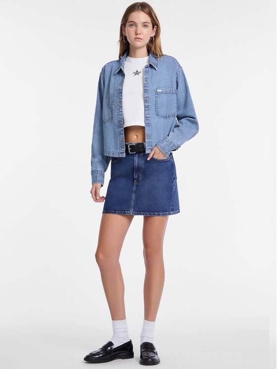 Guess Jeans Guess Jeans Spódnica jeansowa Gj classic mini skirt Niebieski Regular Fit