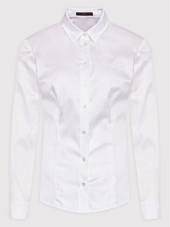Guess Guess Košeľa W2YH41 WAF10 Biela Slim Fit